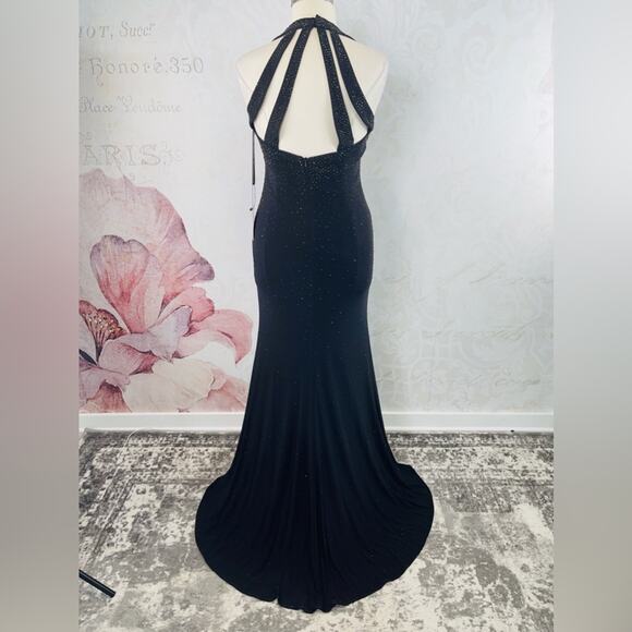 Abby Paris Black sequin studded gown Size 14 NWT - Picture 3 of 14